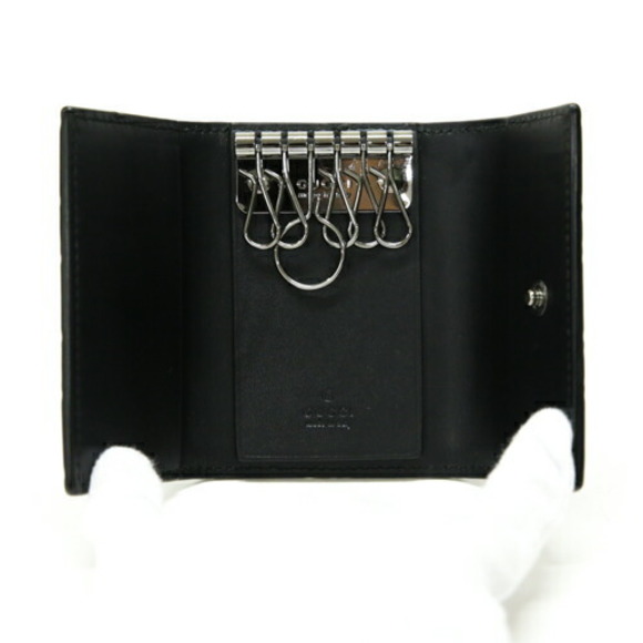 Gucci Key Case Leather Signature Ring Charm Black - Picture 5 of 10